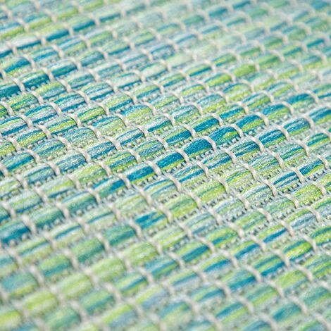 PESCE Tapis Extérieur Balcon Terrasse Gris Rose Vert Couleurs Pastel Tissage À Plat, Dimension:60x100 Cm, Couleur:Turquoise 3 PESCE Tapis Extérieur Balcon Terrasse Gris Rose Vert Couleurs Pastel Tissage À Plat, Dimension:60x100 Cm, Couleur:Turquoise – Image 3