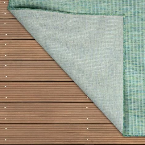 PESCE Tapis Extérieur Balcon Terrasse Gris Rose Vert Couleurs Pastel Tissage À Plat, Dimension:60x100 Cm, Couleur:Turquoise 4 PESCE Tapis Extérieur Balcon Terrasse Gris Rose Vert Couleurs Pastel Tissage À Plat, Dimension:60x100 Cm, Couleur:Turquoise – Image 4