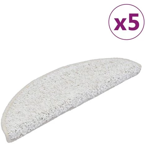 VidaXL Tapis D'escalier 5 Pcs 56x20 Cm Blanc - Blanc 2 VidaXL Tapis D'escalier 5 Pcs 56x20 Cm Blanc - Blanc – Image 2