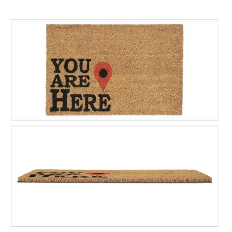 Relaxdays Paillasson Coco, Tapis De Porte You Are Here, Antidérapant, Résistant, 40x60cm, Intérieur & Extérieur, Naturel 2 Relaxdays Paillasson Coco, Tapis De Porte You Are Here, Antidérapant, Résistant, 40x60cm, Intérieur & Extérieur, Naturel – Image 2