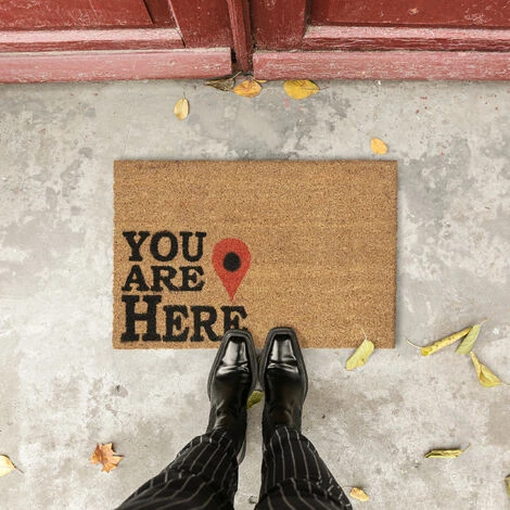 Relaxdays Paillasson Coco, Tapis De Porte You Are Here, Antidérapant, Résistant, 40x60cm, Intérieur & Extérieur, Naturel 3 Relaxdays Paillasson Coco, Tapis De Porte You Are Here, Antidérapant, Résistant, 40x60cm, Intérieur & Extérieur, Naturel – Image 3