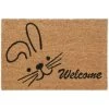 Relaxdays Paillasson Coco, Tapis D’entrée Motif Lapin Welcome, Antidérapant, 40 X 60 cm, Intérieur & Extérieur, Naturel