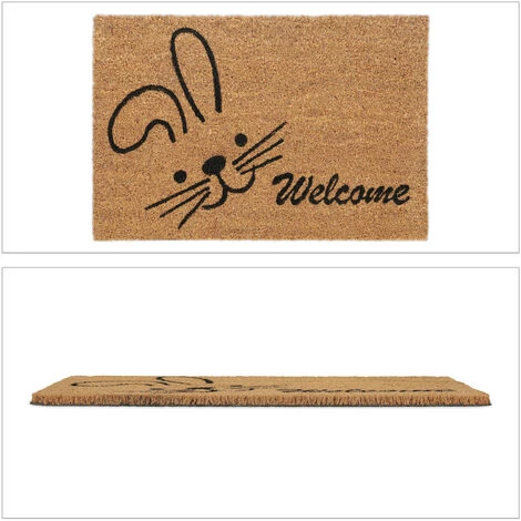 Relaxdays Paillasson Coco, Tapis D’entrée Motif Lapin Welcome, Antidérapant, 40 X 60 cm, Intérieur & Extérieur, Naturel 2 Relaxdays Paillasson Coco, Tapis D’entrée Motif Lapin Welcome, Antidérapant, 40 X 60 cm, Intérieur & Extérieur, Naturel – Image 2