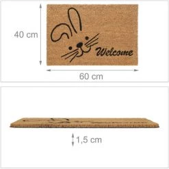 Relaxdays Paillasson Coco, Tapis D’entrée Motif Lapin Welcome, Antidérapant, 40 X 60 cm, Intérieur & Extérieur, Naturel 9 Relaxdays Paillasson Coco, Tapis D’entrée Motif Lapin Welcome, Antidérapant, 40 X 60 cm, Intérieur & Extérieur, Naturel -Tapis et paillasson Soldes 60276556 5