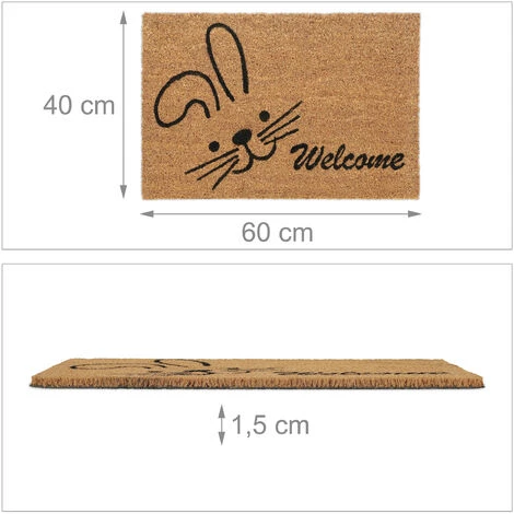 Relaxdays Paillasson Coco, Tapis D’entrée Motif Lapin Welcome, Antidérapant, 40 X 60 cm, Intérieur & Extérieur, Naturel 5 Relaxdays Paillasson Coco, Tapis D’entrée Motif Lapin Welcome, Antidérapant, 40 X 60 cm, Intérieur & Extérieur, Naturel – Image 5