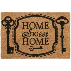 Relaxdays Paillasson Coco, Antidérapant, Home Sweet Home, Tapis D’entrée, 40 X 60 cm, Intérieur, Extérieur, Naturel/noir