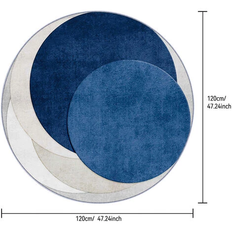 MERKMAK Tapis Style Contemporain 120 X 120 Cm Antiderapantes Hauteur De Fil 6 Mm Bleu 2 MERKMAK Tapis Style Contemporain 120 X 120 Cm Antiderapantes Hauteur De Fil 6 Mm Bleu – Image 2