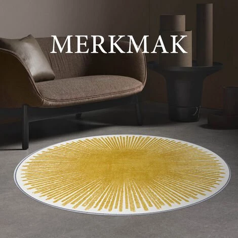 MERKMAK Tapis Style Contemporain 120 X 120 Cm Antiderapantes Hauteur De Fil 6 Mm Jaune 1 MERKMAK Tapis Style Contemporain 120 X 120 Cm Antiderapantes Hauteur De Fil 6 Mm Jaune