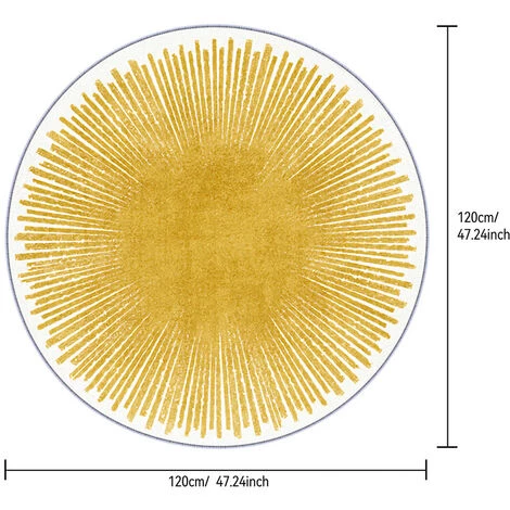 MERKMAK Tapis Style Contemporain 120 X 120 Cm Antiderapantes Hauteur De Fil 6 Mm Jaune 2 MERKMAK Tapis Style Contemporain 120 X 120 Cm Antiderapantes Hauteur De Fil 6 Mm Jaune – Image 2