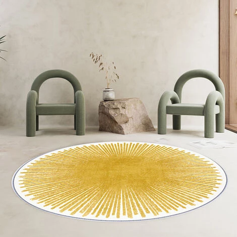 MERKMAK Tapis Style Contemporain 120 X 120 Cm Antiderapantes Hauteur De Fil 6 Mm Jaune 5 MERKMAK Tapis Style Contemporain 120 X 120 Cm Antiderapantes Hauteur De Fil 6 Mm Jaune – Image 5