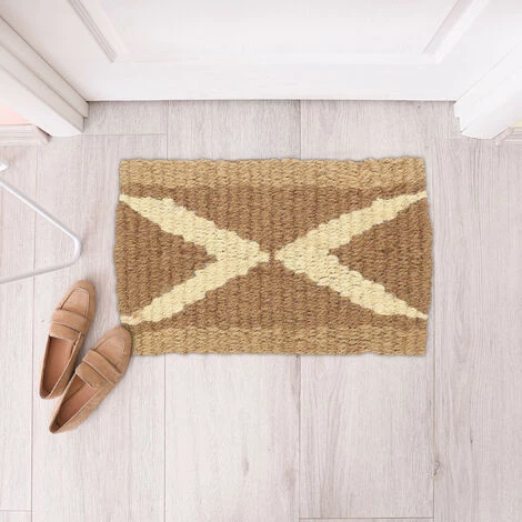 Relaxdays Paillasson En Jute, Tissé Main, Robuste, Motif Géométrique, 60x40cm, Pour Intérieur Et Extérieur, Marron/crème 3 Relaxdays Paillasson En Jute, Tissé Main, Robuste, Motif Géométrique, 60x40cm, Pour Intérieur Et Extérieur, Marron/crème – Image 3