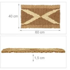Relaxdays Paillasson En Jute, Tissé Main, Robuste, Motif Géométrique, 60x40cm, Pour Intérieur Et Extérieur, Marron/crème 9 Relaxdays Paillasson En Jute, Tissé Main, Robuste, Motif Géométrique, 60x40cm, Pour Intérieur Et Extérieur, Marron/crème -Tapis et paillasson Soldes 60468279 5
