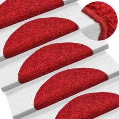 VidaXL Tapis D'escalier 10 Pcs 56x20 Cm Rouge - Rouge