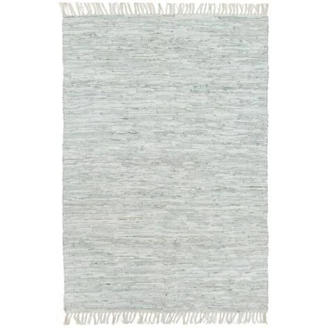 LITZEE Tapis Tapis Chindi Tisse A La Main Cuir 80 X 160 Cm Gris Clair 1 LITZEE Tapis Tapis Chindi Tisse A La Main Cuir 80 X 160 Cm Gris Clair
