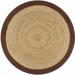 LITZEE Tapis Tapis Fait A La Main Jute Avec Bord Marron 120 Cm