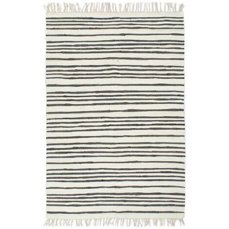 LITZEE Tapis Tapis Chindi Tisse A La Main Coton 80x160cm Anthracite Et Blanc 1 LITZEE Tapis Tapis Chindi Tisse A La Main Coton 80x160cm Anthracite Et Blanc