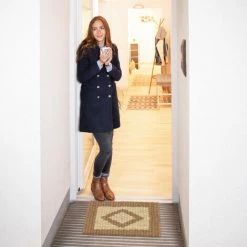 Relaxdays Paillasson En Jute, Tissé Main, Robuste, Motif Géométrique, 60x40cm, Pour Intérieur Et Extérieur, Marron/crème -Tapis et paillasson Soldes 60563818 4