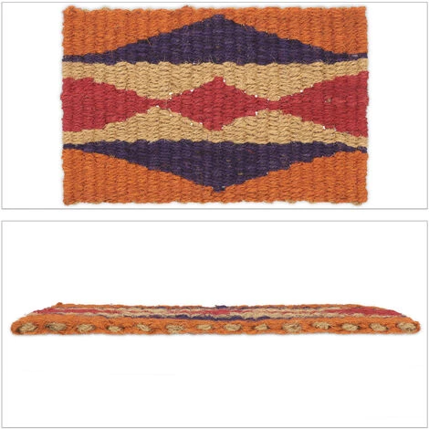 Relaxdays Paillasson En Jute, Tissé Main, Robuste, Motif Géométrique Style Boho, 60x40cm, Intérieur Et Extérieur, Coloré 2 Relaxdays Paillasson En Jute, Tissé Main, Robuste, Motif Géométrique Style Boho, 60x40cm, Intérieur Et Extérieur, Coloré – Image 2
