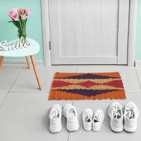 Relaxdays Paillasson En Jute, Tissé Main, Robuste, Motif Géométrique Style Boho, 60x40cm, Intérieur Et Extérieur, Coloré 3 Relaxdays Paillasson En Jute, Tissé Main, Robuste, Motif Géométrique Style Boho, 60x40cm, Intérieur Et Extérieur, Coloré – Image 3