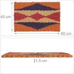 Relaxdays Paillasson En Jute, Tissé Main, Robuste, Motif Géométrique Style Boho, 60x40cm, Intérieur Et Extérieur, Coloré 9 Relaxdays Paillasson En Jute, Tissé Main, Robuste, Motif Géométrique Style Boho, 60x40cm, Intérieur Et Extérieur, Coloré -Tapis et paillasson Soldes 60563830 5
