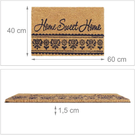 Relaxdays Paillasson, Fibres De Coco, Antiglisse, Résistant Aux Intempéries, 40x60 Cm, Intérieur/extérieur, Nature/noir 5 Relaxdays Paillasson, Fibres De Coco, Antiglisse, Résistant Aux Intempéries, 40x60 Cm, Intérieur/extérieur, Nature/noir – Image 5