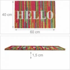 Relaxdays Paillasson, Fibres Coco, Inscription, Résistant Aux Intempéries, 60 X 40 Cm, Intérieur, Extérieur, Multicolore -Tapis et paillasson Soldes 60616590 5