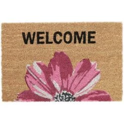 Relaxdays Paillasson En Fibres De Coco, Inscription Accueillante, 60 X 40 cm, Intérieur Et Extérieur, Rose/nature