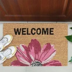 Relaxdays Paillasson En Fibres De Coco, Inscription Accueillante, 60 X 40 cm, Intérieur Et Extérieur, Rose/nature -Tapis et paillasson Soldes 60616664 3