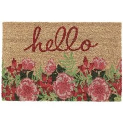 Relaxdays Paillasson En Fibres De Coco, Design Floral, Inscription, 40 X 60 Cm, Intérieur Et Extérieur, Multicolore