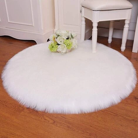 EINEMGELD Peau De Mouton Synthétique,Cozy Sensation Comme Véritable Laine Tapis En Fourrure Synthétique, Fluffy Soft Longhair Décoratif Coussin De Chaise Canapé Natte (Blanc(Ronde), 90 X 90cm) 2 EINEMGELD Peau De Mouton Synthétique,Cozy Sensation Comme Véritable Laine Tapis En Fourrure Synthétique, Fluffy Soft Longhair Décoratif Coussin De Chaise Canapé Natte (Blanc(Ronde), 90 X 90cm) – Image 2