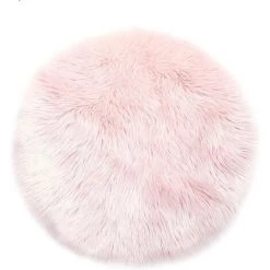 EINEMGELD Tapis En Fausse Fourrure D'agneau Et Peau De Mouton | Carpette Moelleuse Pour Chambre à Coucher, Salon, Crèche | Jet De Divan De Décoration Chaise | Rose - 90 Cm - Rond
