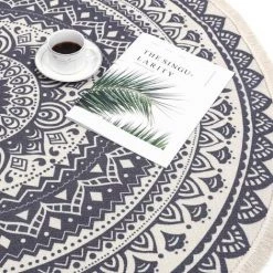 EINEMGELD Tapis Rond En Coton Tissé à La Main Lavable En Machine Tapis De Sol Tissé à La Main Avec Gland Pour La Maison Cuisine Salon Chambre Diamètre 120 Cm -Tapis et paillasson Soldes 60671295 3