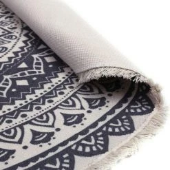 EINEMGELD Tapis Rond En Coton Tissé à La Main Lavable En Machine Tapis De Sol Tissé à La Main Avec Gland Pour La Maison Cuisine Salon Chambre Diamètre 120 Cm -Tapis et paillasson Soldes 60671295 4