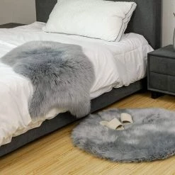EINEMGELD Peau De Mouton Synthétique,50 X 80 Cm Faux Peau De Mouton Imitation Toison Moquette Peau D'agneau Tapis Fluffy Soft Longhair Décoratif Coussin De Chaise Canapé Natte (Gris, 50 X 80 Cm) -Tapis et paillasson Soldes 60671296 3