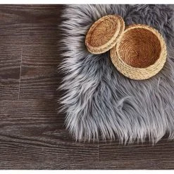 EINEMGELD Peau De Mouton Synthétique,50 X 80 Cm Faux Peau De Mouton Imitation Toison Moquette Peau D'agneau Tapis Fluffy Soft Longhair Décoratif Coussin De Chaise Canapé Natte (Gris, 50 X 80 Cm) -Tapis et paillasson Soldes 60671296 4