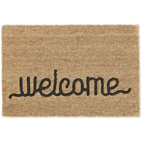 Relaxdays Paillasson En Fibres De Coco, Inscription, Antidérapant, 60 X 40 Cm, Pour Intérieur Et Extérieur, Nature/noir 1 Relaxdays Paillasson En Fibres De Coco, Inscription, Antidérapant, 60 X 40 Cm, Pour Intérieur Et Extérieur, Nature/noir