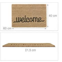 Relaxdays Paillasson En Fibres De Coco, Inscription, Antidérapant, 60 X 40 Cm, Pour Intérieur Et Extérieur, Nature/noir 9 Relaxdays Paillasson En Fibres De Coco, Inscription, Antidérapant, 60 X 40 Cm, Pour Intérieur Et Extérieur, Nature/noir -Tapis et paillasson Soldes 60704511 5
