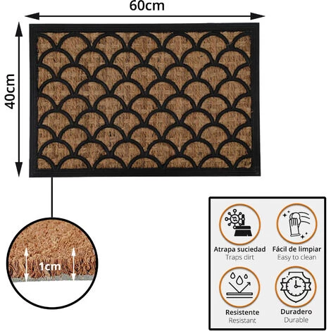 LUANCE Paillasson Sally 40 X 60 Cm Coco Tressé/Caoutchouc – Vagues 2 LUANCE Paillasson Sally 40 X 60 Cm Coco Tressé/Caoutchouc – Vagues – Image 2