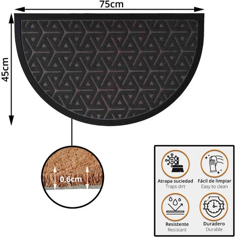 LUANCE Paillasson Extérieur Wilson Rond Demi-lune Gris Foncé 2 LUANCE Paillasson Extérieur Wilson Rond Demi-lune Gris Foncé – Image 2