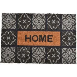 LUANCE EVIDECO 1402419 Paillasson Imprimé Abrité Pour Carrelage De Maison En Fibre De Coco Bleu/Gris 61 X 16 Cm