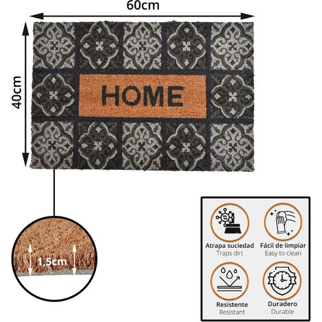 LUANCE EVIDECO 1402419 Paillasson Imprimé Abrité Pour Carrelage De Maison En Fibre De Coco Bleu/Gris 61 X 16 Cm 2 LUANCE EVIDECO 1402419 Paillasson Imprimé Abrité Pour Carrelage De Maison En Fibre De Coco Bleu/Gris 61 X 16 Cm – Image 2