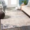 SURYA - Tapis De Couloir Et Salon - Abstrait Scandinave - ALIX - 80x220cm - Ivoire Et Bleu