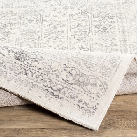 SURYA - Tapis De Couloir Et Salon - Vintage Oriental - VICKY - 70x220cm - Blanc Et Gris Clair 3 SURYA - Tapis De Couloir Et Salon - Vintage Oriental - VICKY - 70x220cm - Blanc Et Gris Clair – Image 3