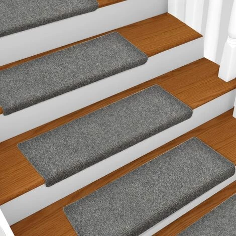 FIMEI Tapis De Marches D'escalier 5 Pcs Gris 65x25 Cm Aiguilleté 5 FIMEI Tapis De Marches D'escalier 5 Pcs Gris 65x25 Cm Aiguilleté – Image 5