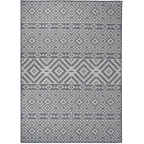 FIMEI Tapis à Tissage Plat D'extérieur 120x170 Cm Rayures Bleues 1 FIMEI Tapis à Tissage Plat D'extérieur 120x170 Cm Rayures Bleues