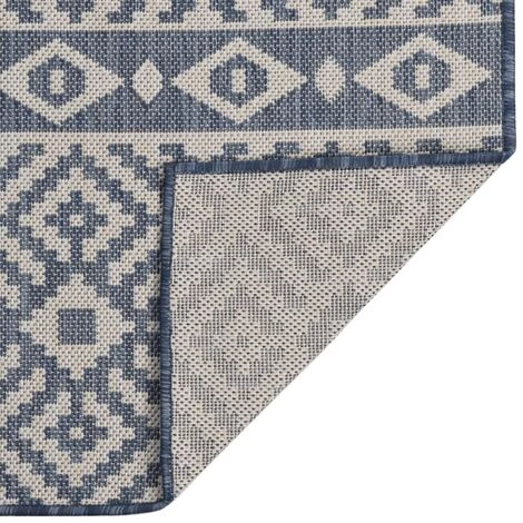 FIMEI Tapis à Tissage Plat D'extérieur 120x170 Cm Rayures Bleues 2 FIMEI Tapis à Tissage Plat D'extérieur 120x170 Cm Rayures Bleues – Image 2