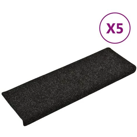 FIMEI Tapis De Marches D'escalier 5 Pcs Noir 65x25 Cm Aiguilleté 2 FIMEI Tapis De Marches D'escalier 5 Pcs Noir 65x25 Cm Aiguilleté – Image 2