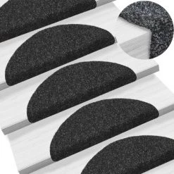 FIMEI Tapis Autoadhésifs De Marches 5 Pcs Noir 56x17x3 Cm Aiguilleté