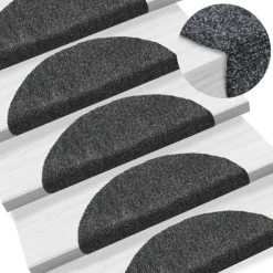 FIMEI Tapis Autoadhésifs De Marches 5 Pcs Gris Foncé 56x17x3 Cm