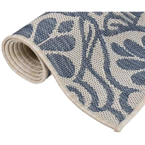 FIMEI Tapis à Tissage Plat D'extérieur 80x150 Cm Motif Bleu 3 FIMEI Tapis à Tissage Plat D'extérieur 80x150 Cm Motif Bleu – Image 3